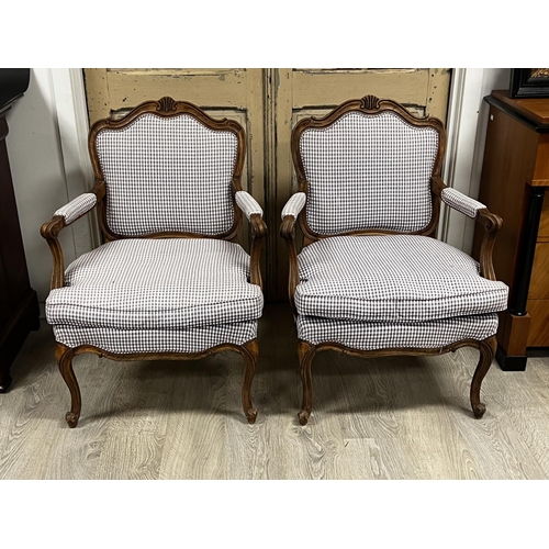 1044 - Pair of French Louis XV revival arm chairs (2)