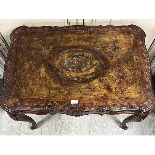 1053 - Florentine single drawer side table, approx 79cm H x 94cm W x 61cm D