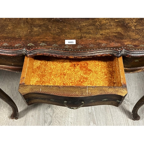 1053 - Florentine single drawer side table, approx 79cm H x 94cm W x 61cm D