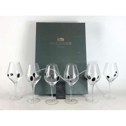 Set of 6 Newgrange Living wine glasses in box. Glasses 23cm. Box 35x49cm
