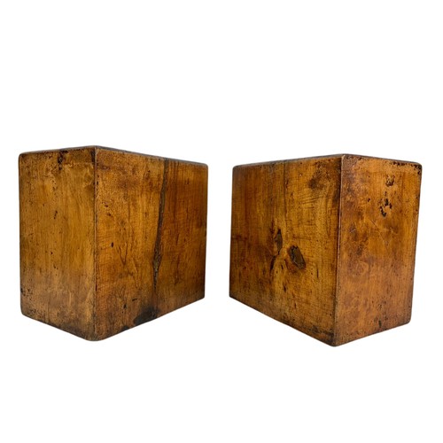 5 - Pair of large wooden bookends. 21/15/22cm