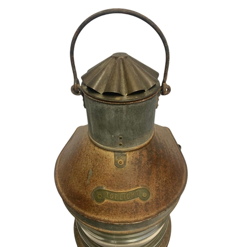 35 - Large late 19th/early 20th century ships lamp. Electrified. 57cm