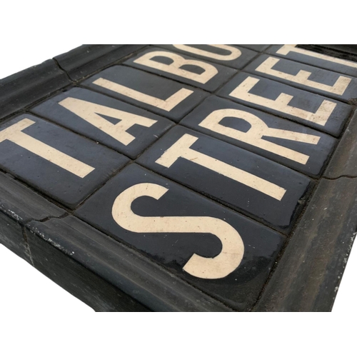 33 - Edwardian cast iron and tile street sign. 51/36cm.