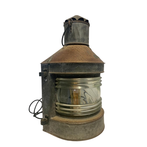 35 - Large late 19th/early 20th century ships lamp. Electrified. 57cm